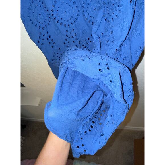 ❤️‍🔥M Made in Italy Eyelet Embroidered Cotton Dress Blue Size M - Picture 9 of 11